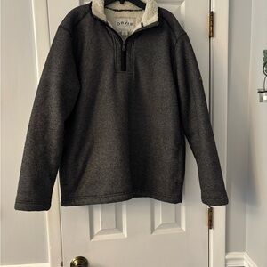 Orvis Black Zip Up Fleece Sweater with Standing Collar